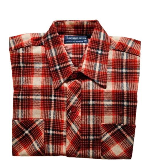RAYMOND CHEMISE MEN'S PLAID CASUAL DRESS LONG SLEEVE FLANNEL SHIRT - SIZE M - Picture 1 of 6
